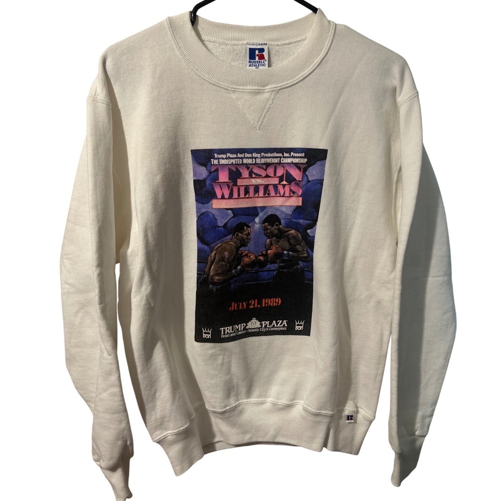 Vintage 1989 Mike Tyson vs Williams Trump Plaza Russell Athletic Sweatshirt M